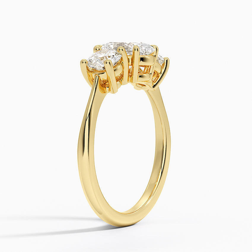 Luxe Selene Three Stone Diamond Ring (2/3 ct. tw.) Yellow Gold 18k Oval Engagement Ring