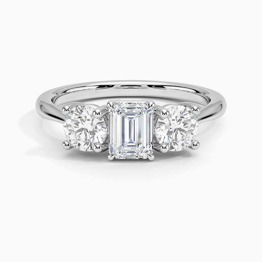 Luxe Selene Three Stone Diamond Ring (2/3 ct. tw.) Platinum Emerald Engagement Ring