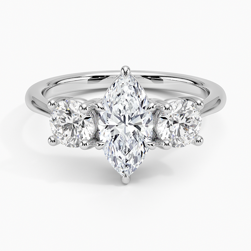 Luxe Selene Three Stone Diamond Ring (2/3 ct. tw.) Platinum Marquise Engagement Ring