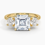 Luxe Selene Three Stone Diamond Ring (2/3 ct. tw.) Yellow Gold 18k Asscher Engagement Ring