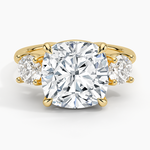 Luxe Selene Three Stone Diamond Ring (2/3 ct. tw.) Yellow Gold 18k Cushion Engagement Ring
