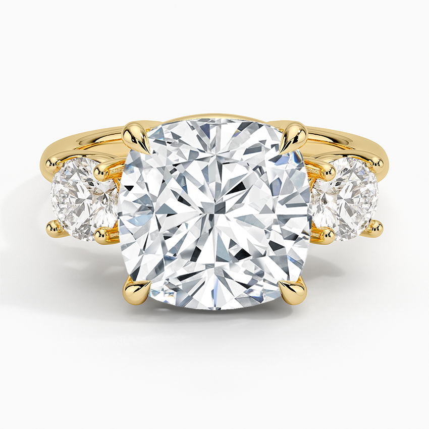 Luxe Selene Three Stone Diamond Ring (2/3 ct. tw.) Yellow Gold 18k Cushion Engagement Ring