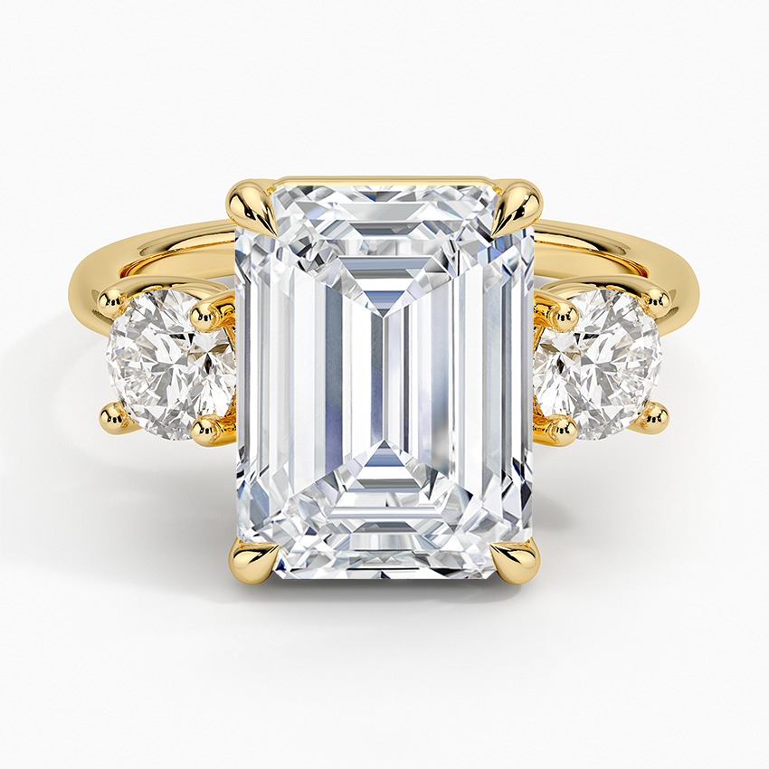 Luxe Selene Three Stone Diamond Ring (2/3 ct. tw.) Yellow Gold 18k Emerald Engagement Ring