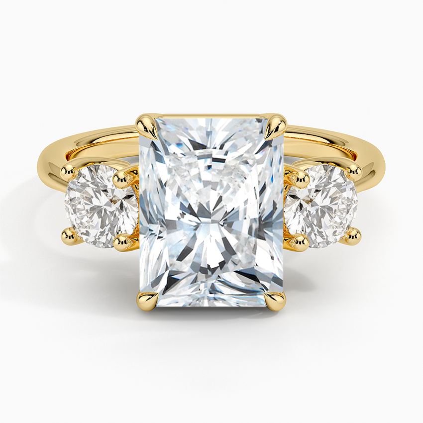 Luxe Selene Three Stone Diamond Ring (2/3 ct. tw.) Yellow Gold 18k Radiant Engagement Ring