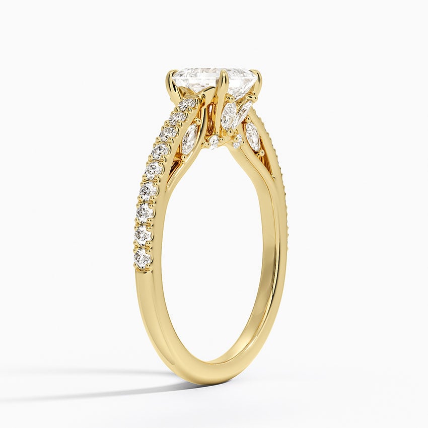 Secret Garden Adorned Gallery Diamond Ring (1/2 ct. tw.) Yellow Gold 18k Asscher Engagement Ring