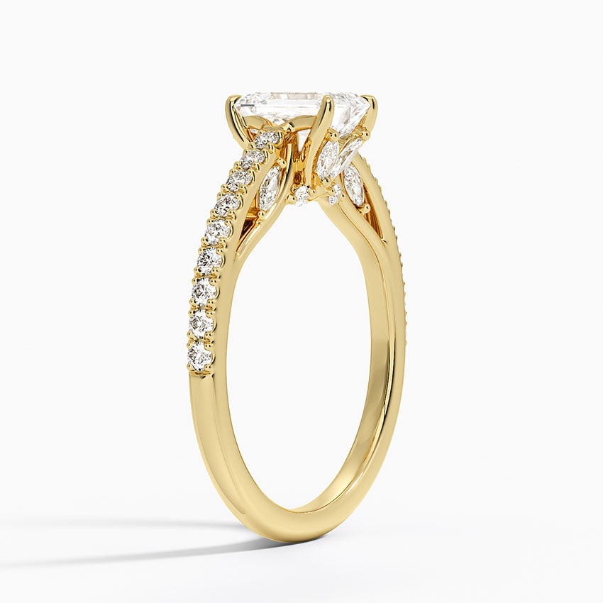 Secret Garden Adorned Gallery Diamond Ring (1/2 ct. tw.) Yellow Gold 18k Emerald Engagement Ring