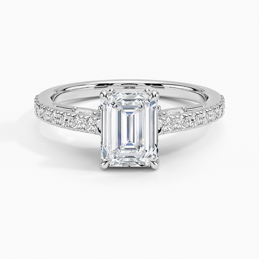 Secret Garden Adorned Gallery Diamond Ring (1/2 ct. tw.) Platinum Emerald Engagement Ring
