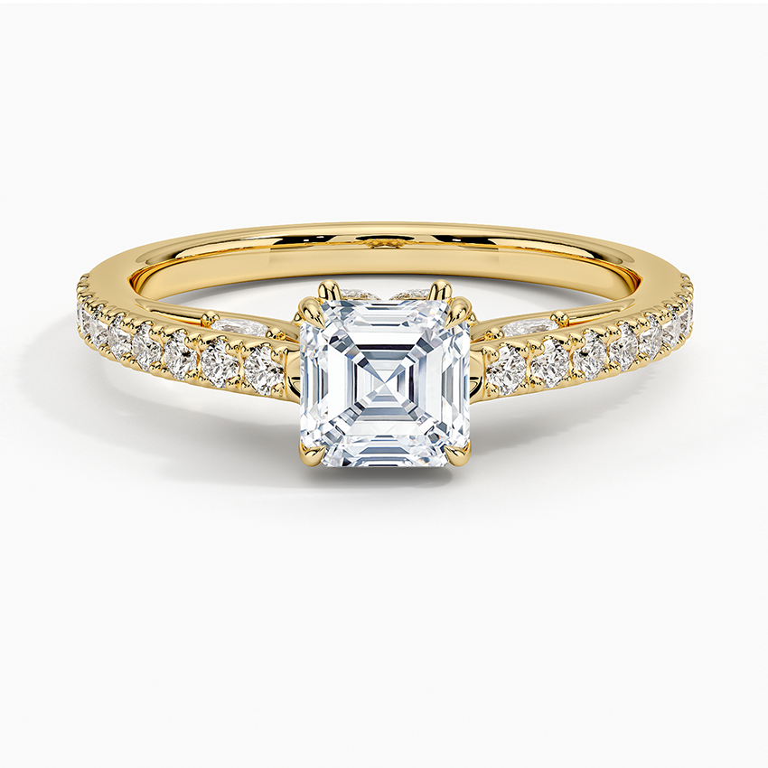 Secret Garden Adorned Gallery Diamond Ring (1/2 ct. tw.) Yellow Gold 18k Asscher Engagement Ring