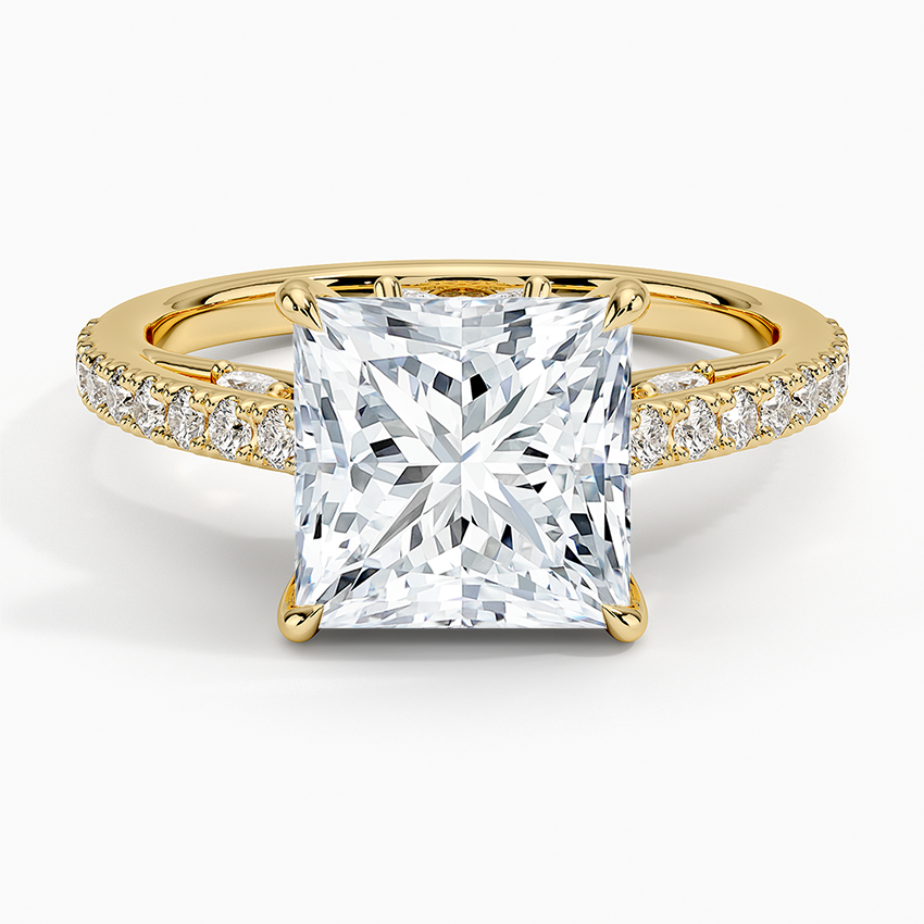 Secret Garden Adorned Gallery Diamond Ring (1/2 ct. tw.) Yellow Gold 18k Princess Engagement Ring