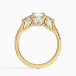 Secret Garden Gallery Three Stone Diamond Ring Yellow Gold 18k Asscher Engagement Ring