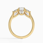 Secret Garden Gallery Three Stone Diamond Ring Yellow Gold 18k Cushion Engagement Ring