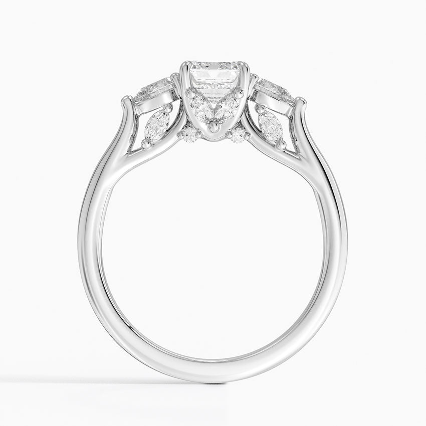 Secret Garden Gallery Three Stone Diamond Ring Platinum Emerald Engagement Ring