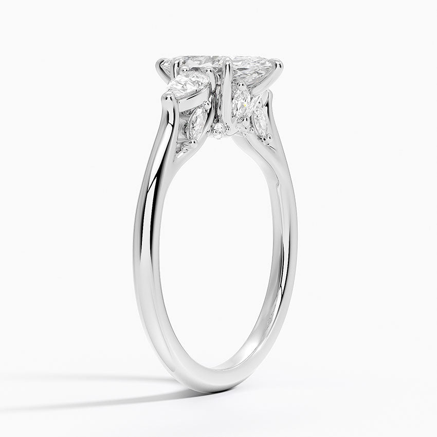 Secret Garden Gallery Three Stone Diamond Ring Platinum Marquise Engagement Ring