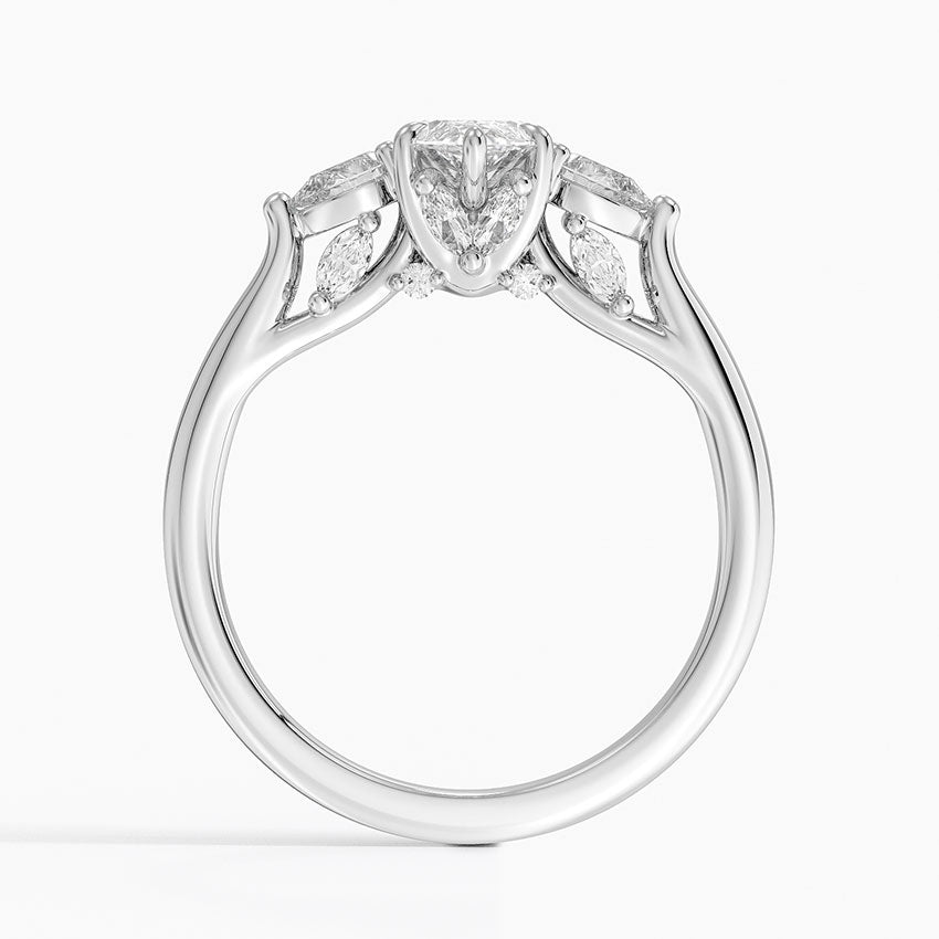Secret Garden Gallery Three Stone Diamond Ring Platinum Marquise Engagement Ring