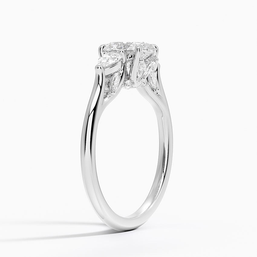 Secret Garden Gallery Three Stone Diamond Ring Platinum Oval Engagement Ring