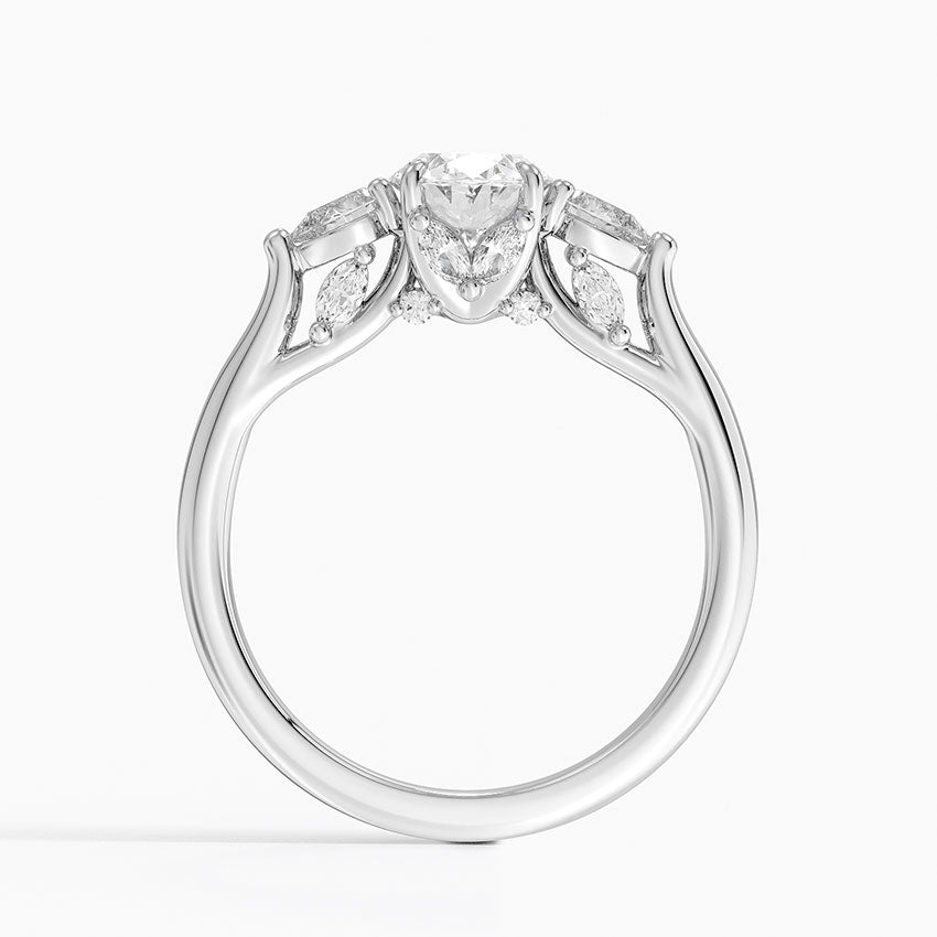 Secret Garden Gallery Three Stone Diamond Ring Platinum Oval Engagement Ring
