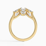 Secret Garden Gallery Three Stone Diamond Ring Yellow Gold 18k Oval Engagement Ring