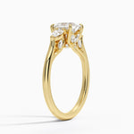 Secret Garden Gallery Three Stone Diamond Ring Yellow Gold 18k Princess Engagement Ring