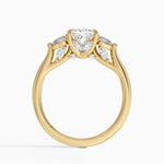 Secret Garden Gallery Three Stone Diamond Ring Yellow Gold 18k Princess Engagement Ring