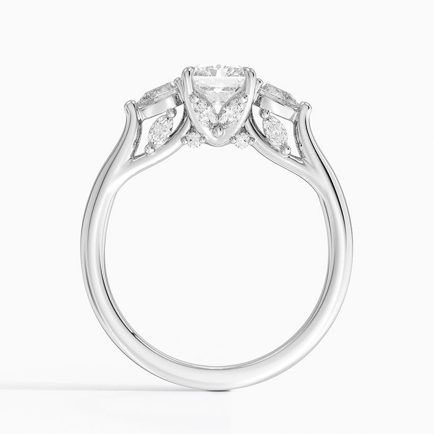 Secret Garden Gallery Three Stone Diamond Ring Platinum Radiant Engagement Ring