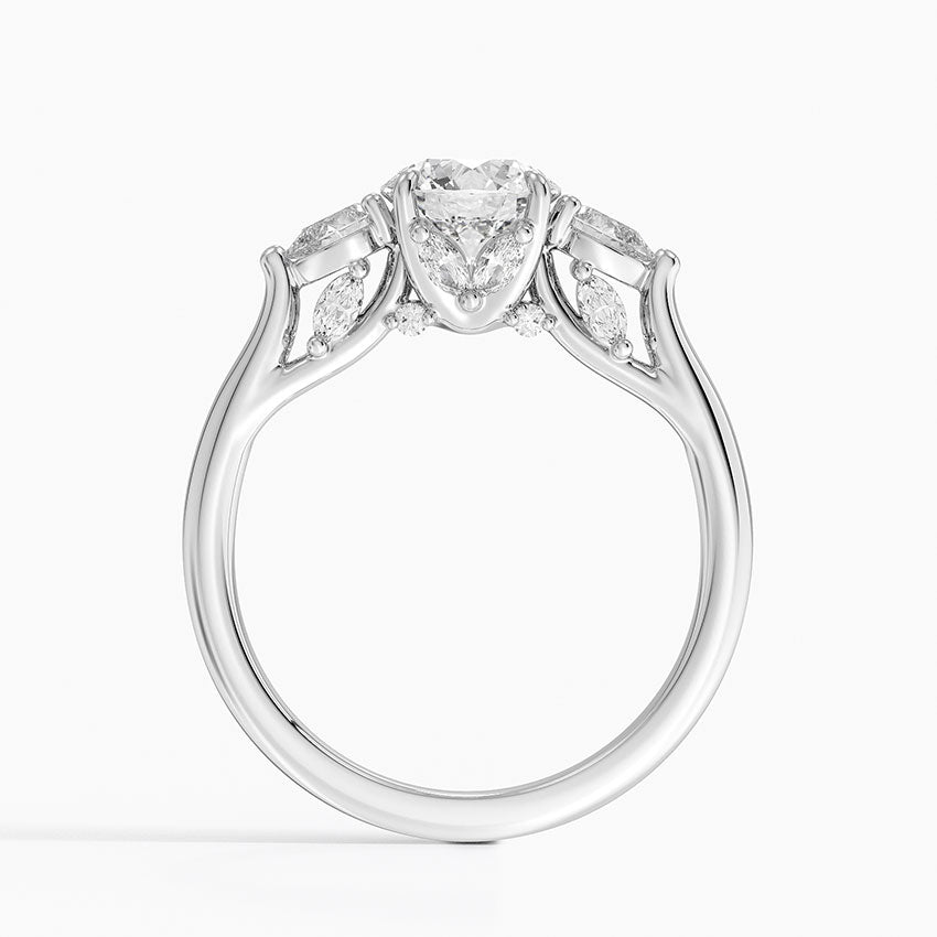 Secret Garden Gallery Three Stone Diamond Ring Platinum Round Engagement Ring