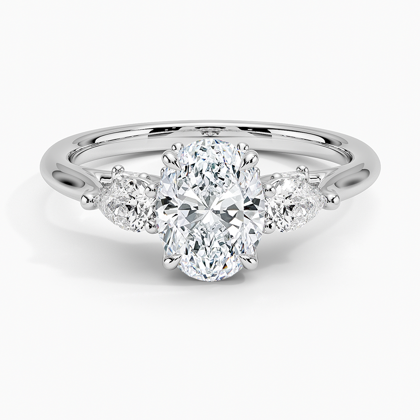 Secret Garden Gallery Three Stone Diamond Ring Platinum Oval Engagement Ring