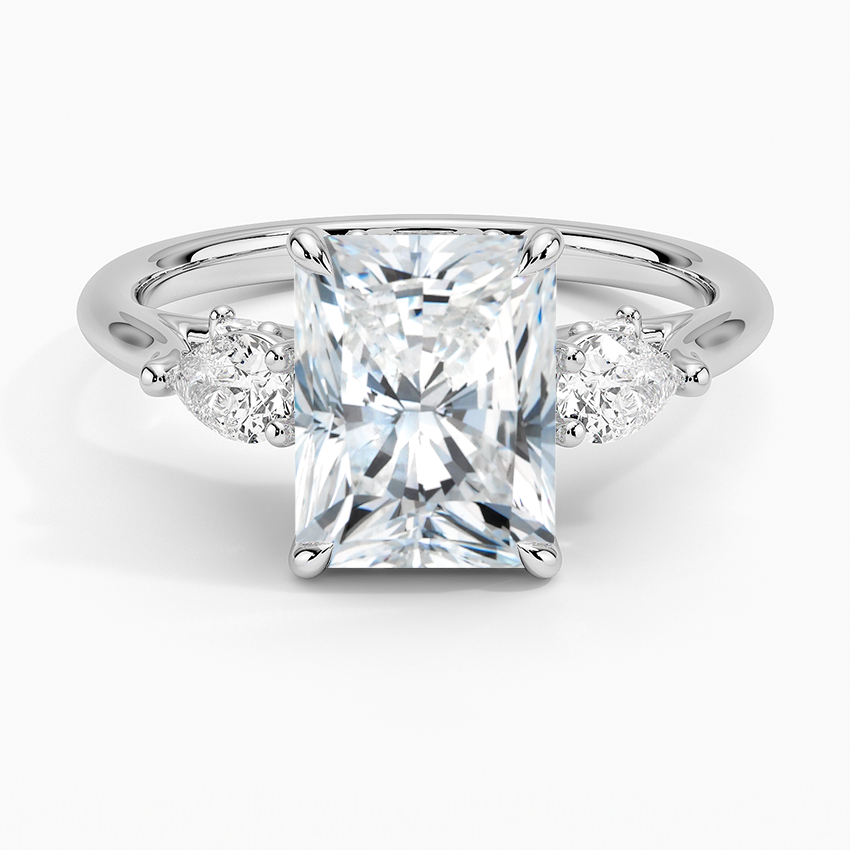 Secret Garden Gallery Three Stone Diamond Ring Platinum Radiant Engagement Ring