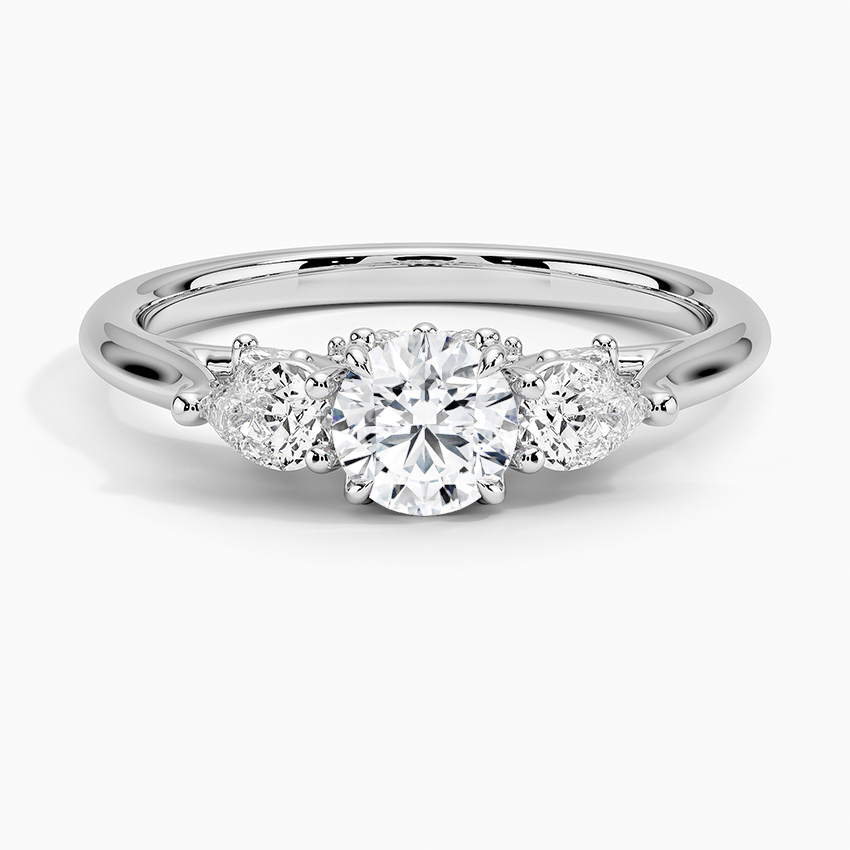 Secret Garden Gallery Three Stone Diamond Ring Platinum Round Engagement Ring