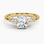 Secret Garden Gallery Three Stone Diamond Ring Yellow Gold 18k Radiant Engagement Ring