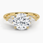 Secret Garden Gallery Three Stone Diamond Ring Yellow Gold 18k Round Engagement Ring