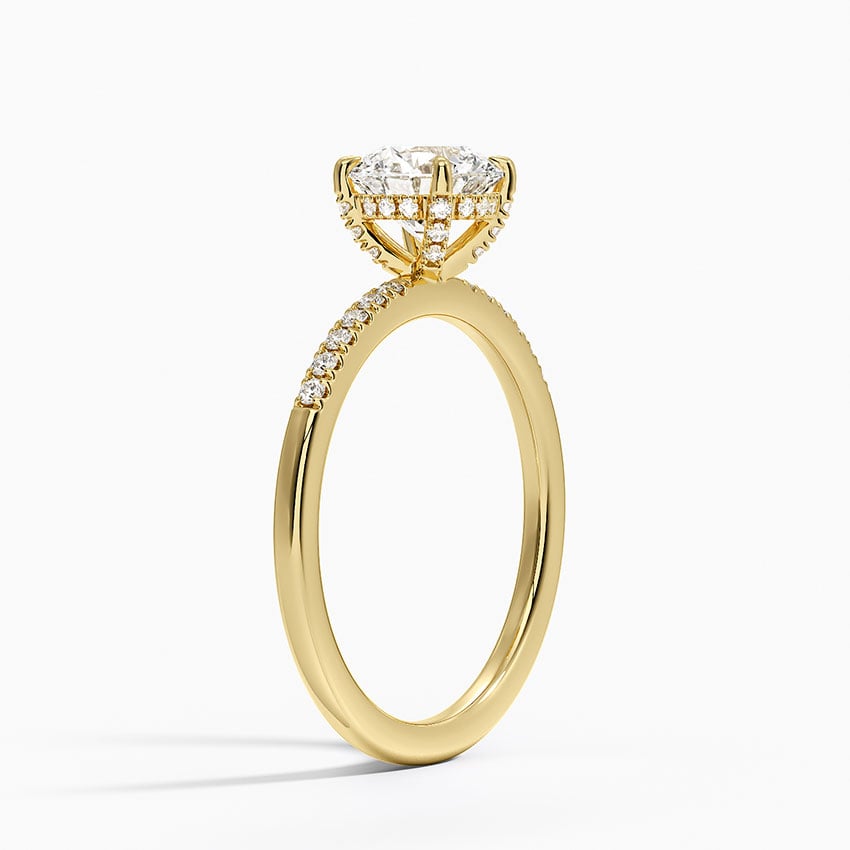 Viviana One-Quarter Coverage Diamond Ring Yellow Gold 18k Round Engagement Ring
