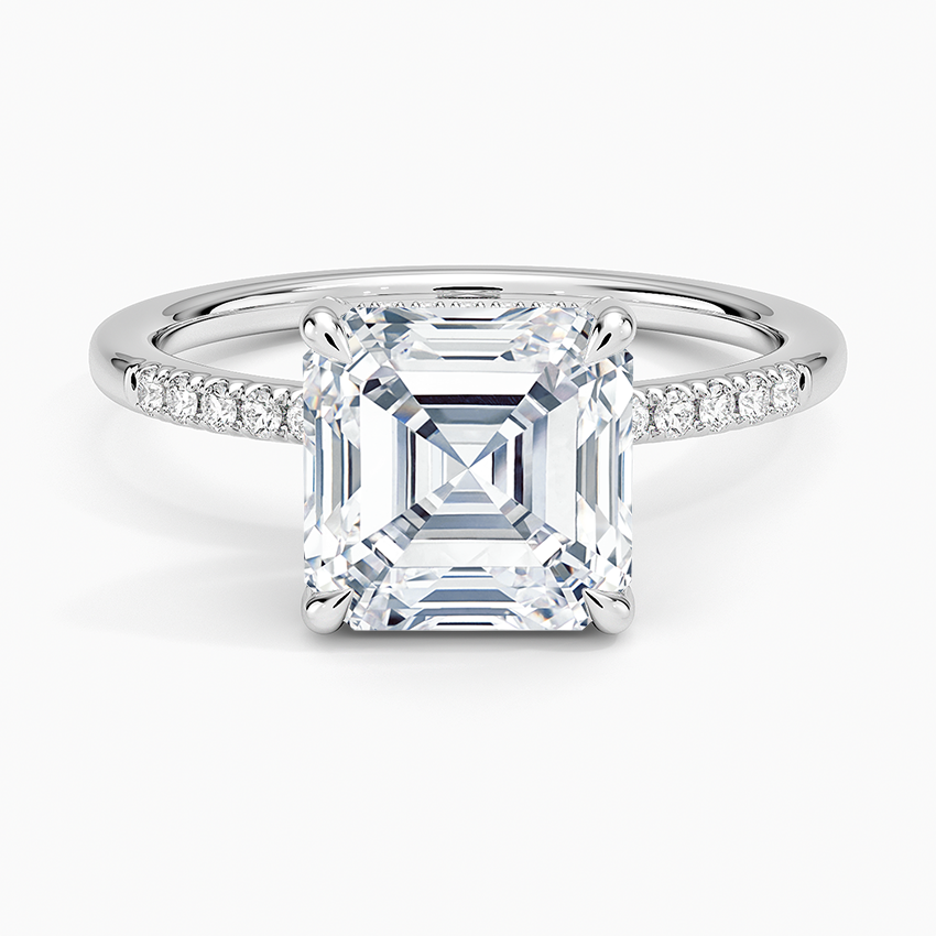 Viviana One-Quarter Coverage Diamond Ring Platinum Asscher Engagement Ring