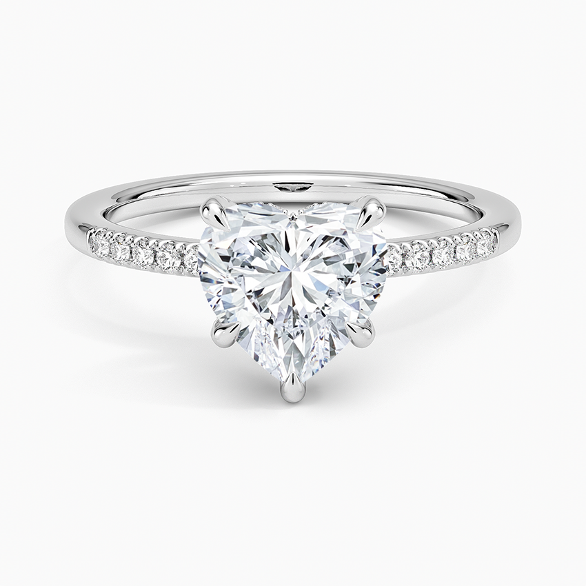 Viviana One-Quarter Coverage Diamond Ring Platinum Heart Engagement Ring