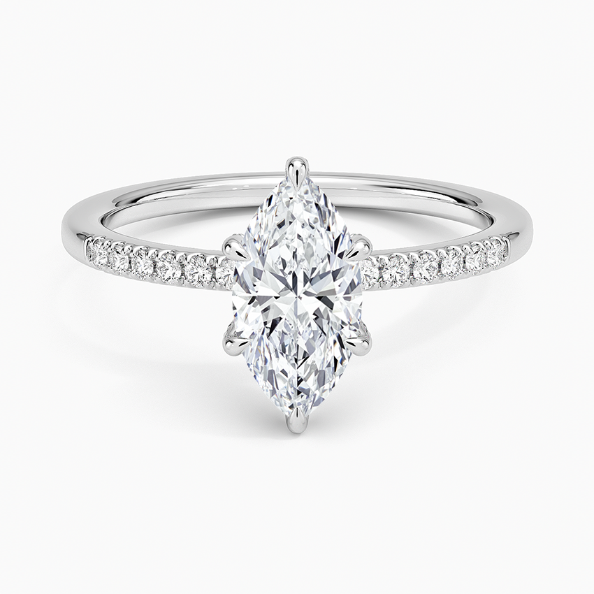 Viviana One-Quarter Coverage Diamond Ring Platinum Marquise Engagement Ring
