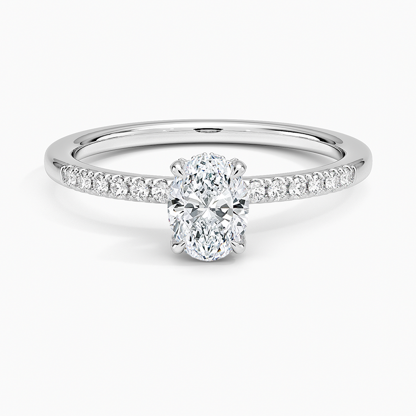 Viviana One-Quarter Coverage Diamond Ring Platinum Oval Engagement Ring