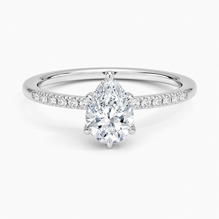 Viviana One-Quarter Coverage Diamond Ring Platinum Pear Engagement Ring