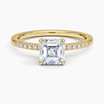 Viviana One-Quarter Coverage Diamond Ring Yellow Gold 18k Asscher Engagement Ring