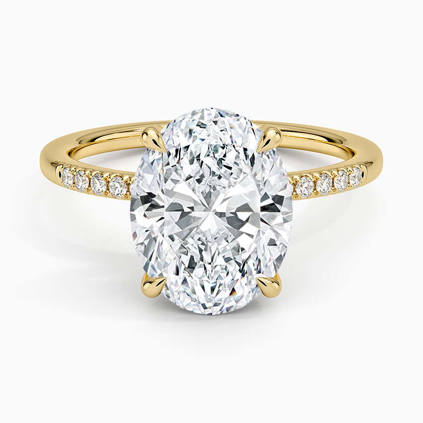 Viviana One-Quarter Coverage Diamond Ring Yellow Gold 18k Oval Engagement Ring