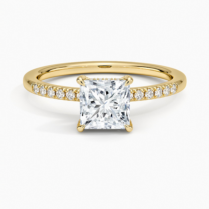 Viviana One-Quarter Coverage Diamond Ring Yellow Gold 18k Princess Engagement Ring