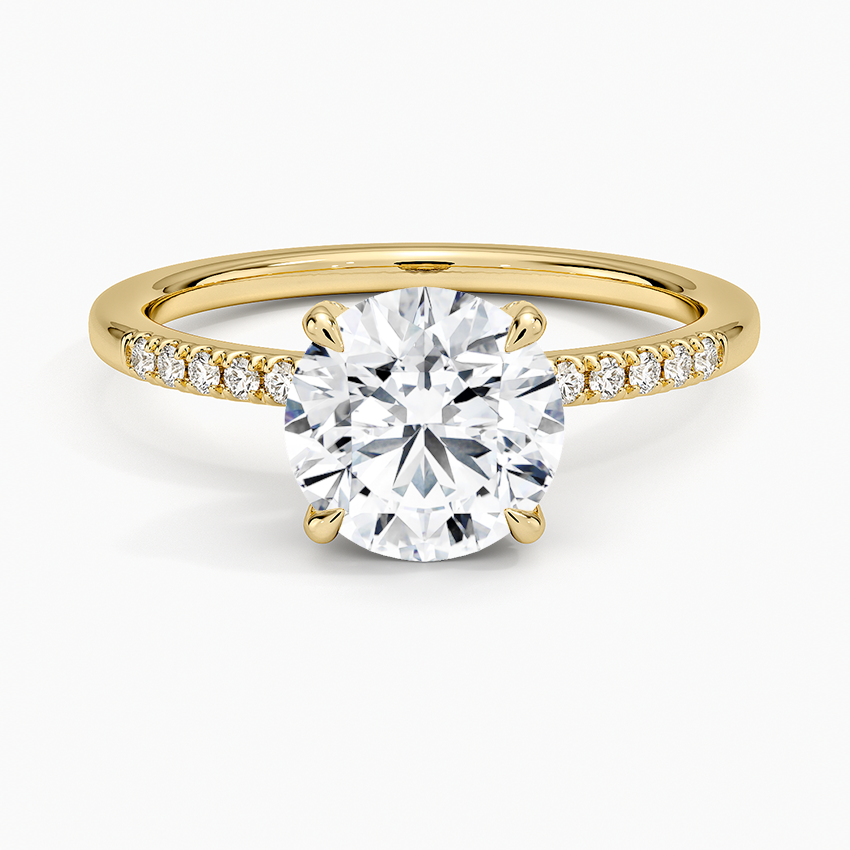 Viviana One-Quarter Coverage Diamond Ring Yellow Gold 18k Round Engagement Ring