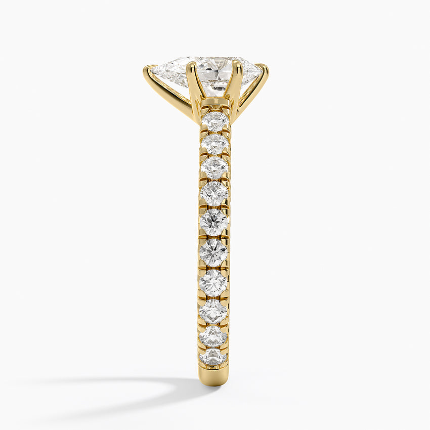 Sienna Three-Quarter Coverage Diamond Ring Yellow Gold 18k Pear Engagement Ring
