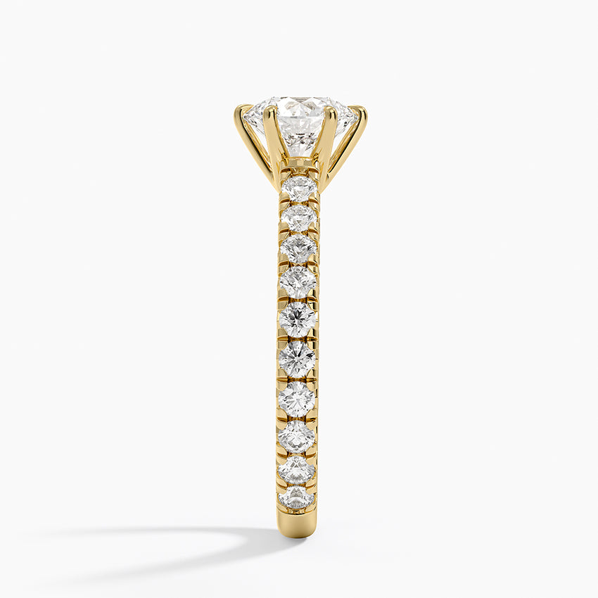 Sienna Three-Quarter Coverage Diamond Ring Yellow Gold 18k Round Engagement Ring