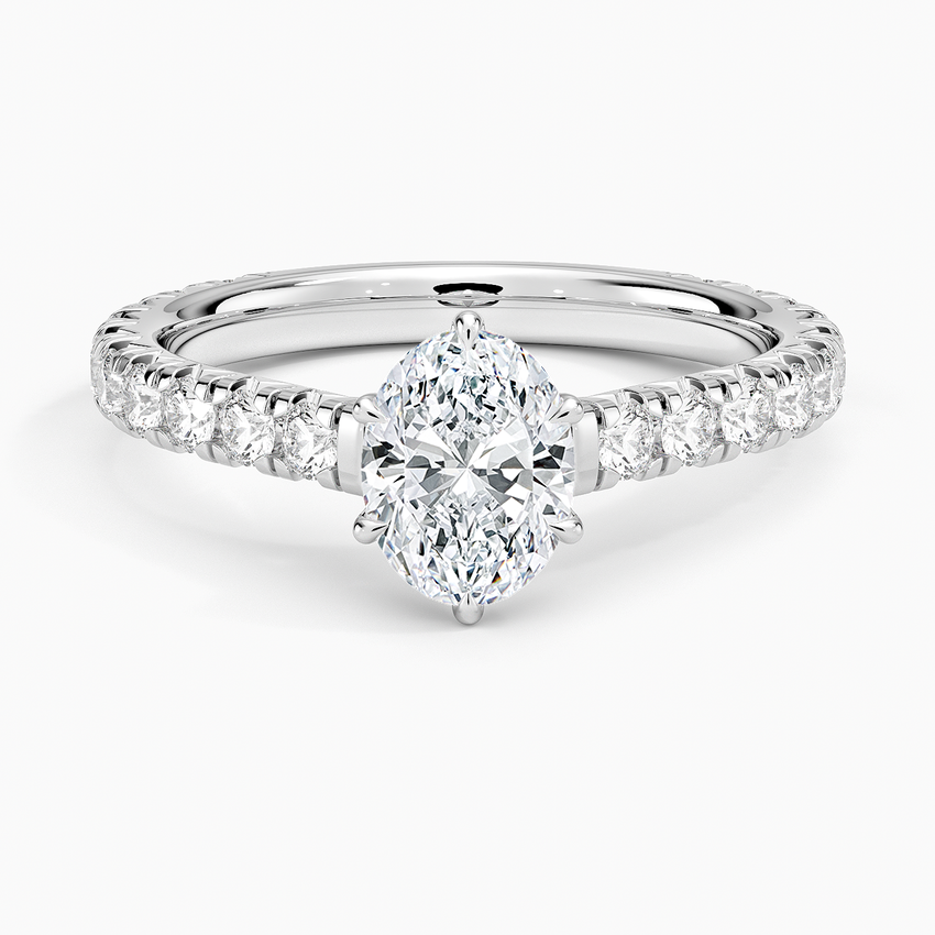 Sienna Three-Quarter Coverage Diamond Ring Platinum Oval Engagement Ring