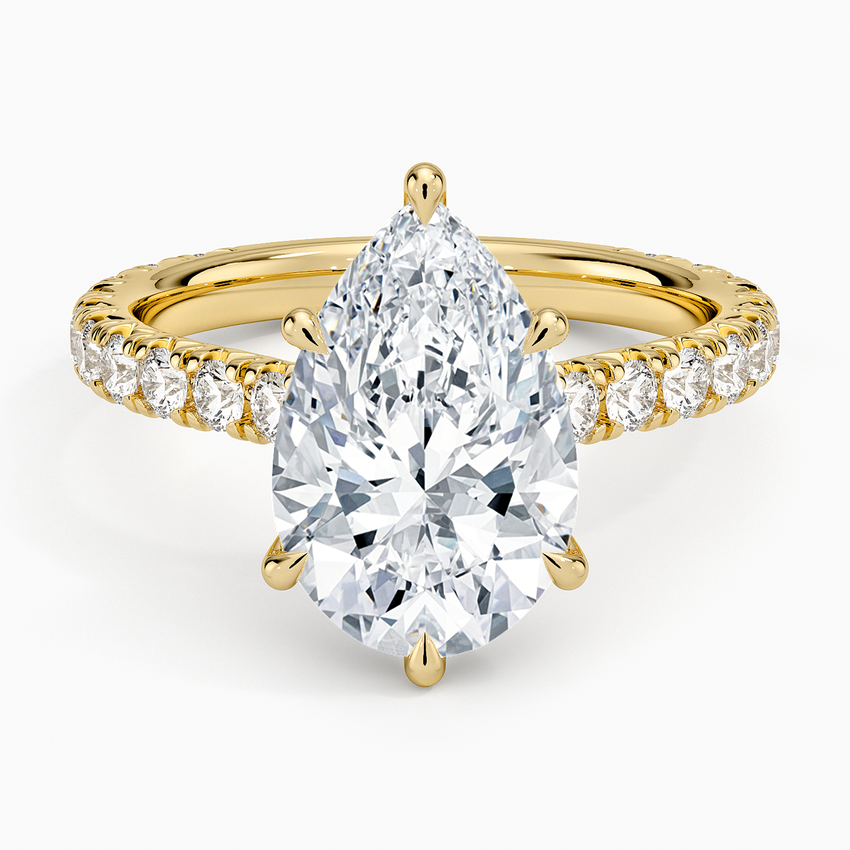 Sienna Three-Quarter Coverage Diamond Ring Yellow Gold 18k Pear Engagement Ring