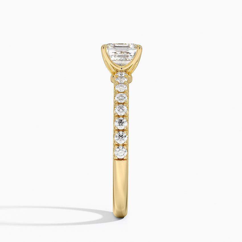 Amelie Half Coverage Diamond Ring Yellow Gold 18k Asscher Engagement Ring