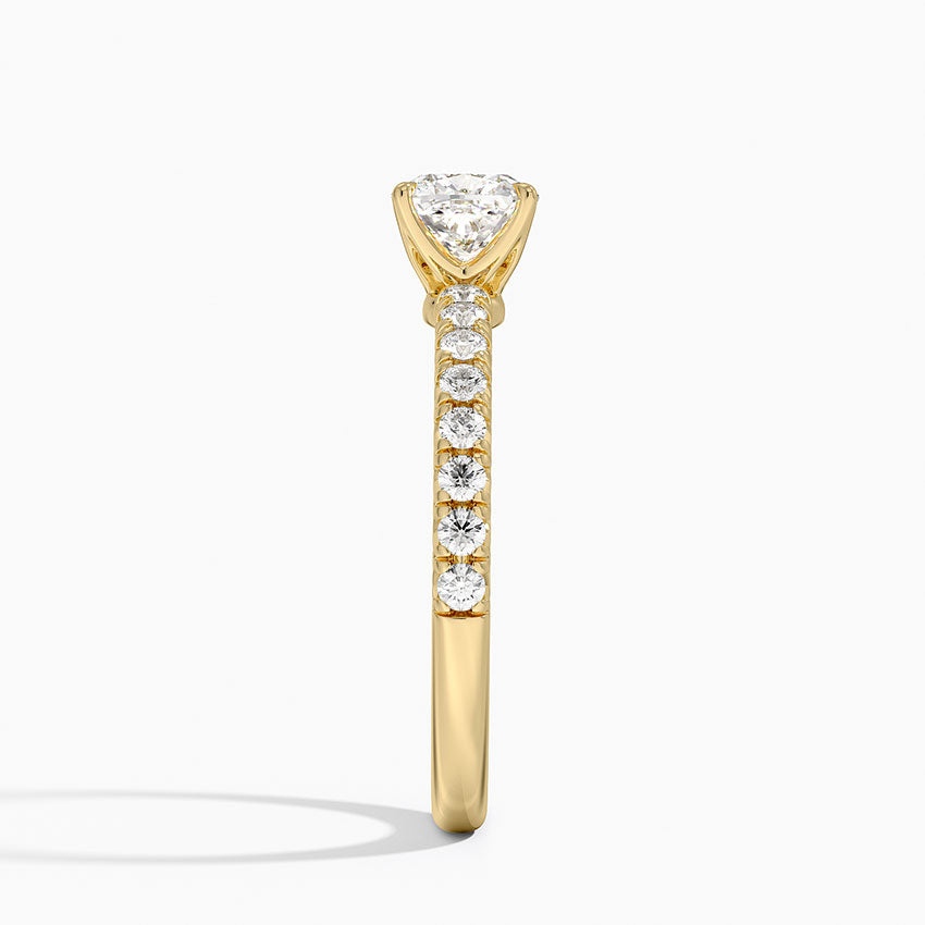 Amelie Half Coverage Diamond Ring Yellow Gold 18k Cushion Engagement Ring