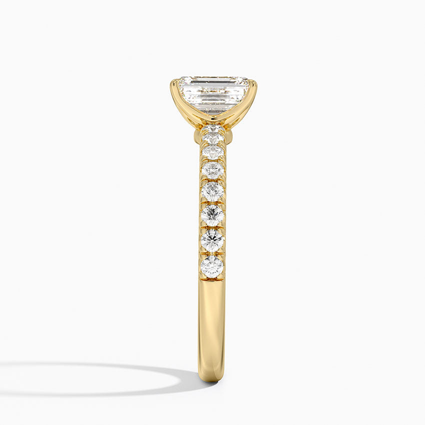 Amelie Half Coverage Diamond Ring Yellow Gold 18k Emerald Engagement Ring