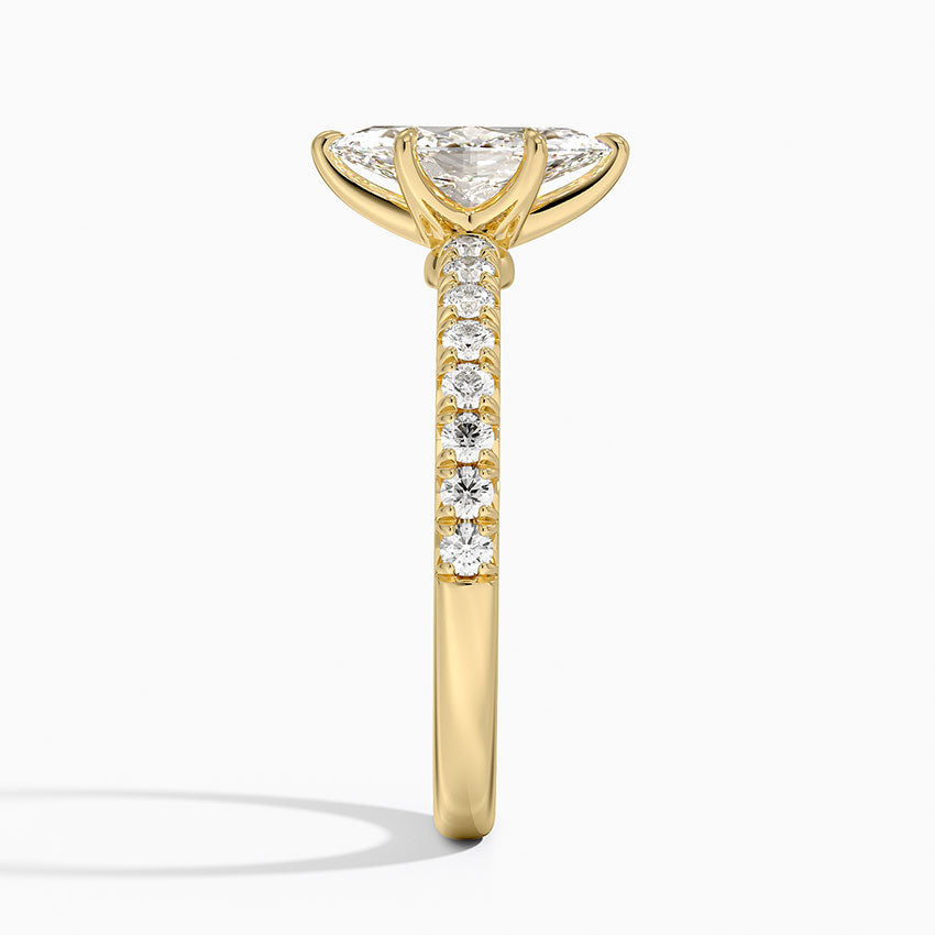 Amelie Half Coverage Diamond Ring Yellow Gold 18k Marquise Engagement Ring