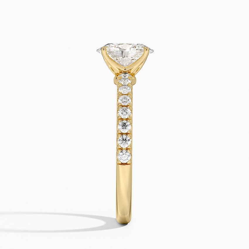 Amelie Half Coverage Diamond Ring Yellow Gold 18k Oval Engagement Ring