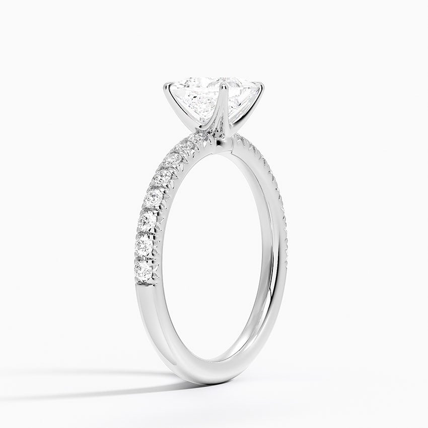Amelie Half Coverage Diamond Ring Platinum Princess Engagement Ring